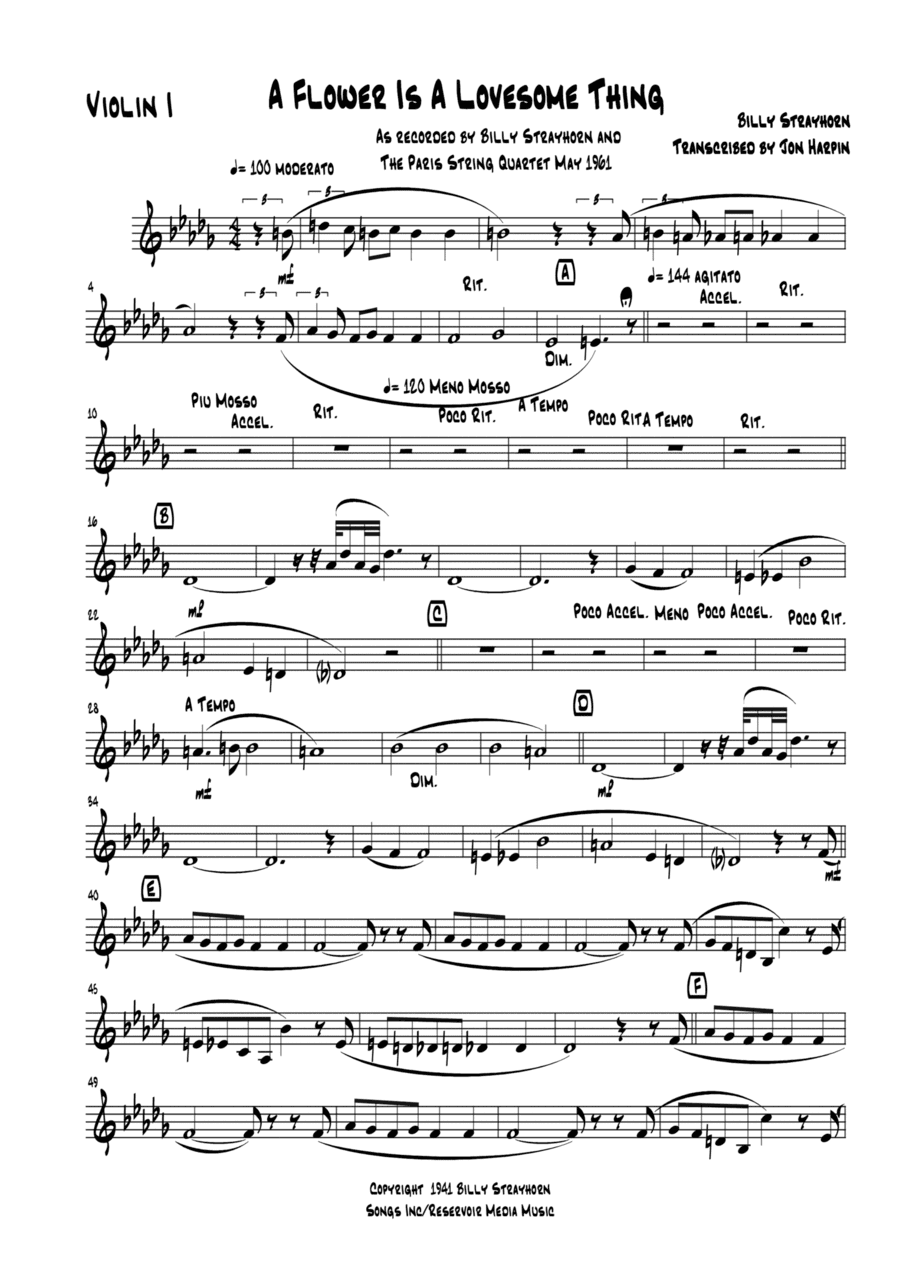 Flower Is A Lovesome Thing, A (arr. Arranged by Billy Strayhorn Transcribed by Jon Harpin)
