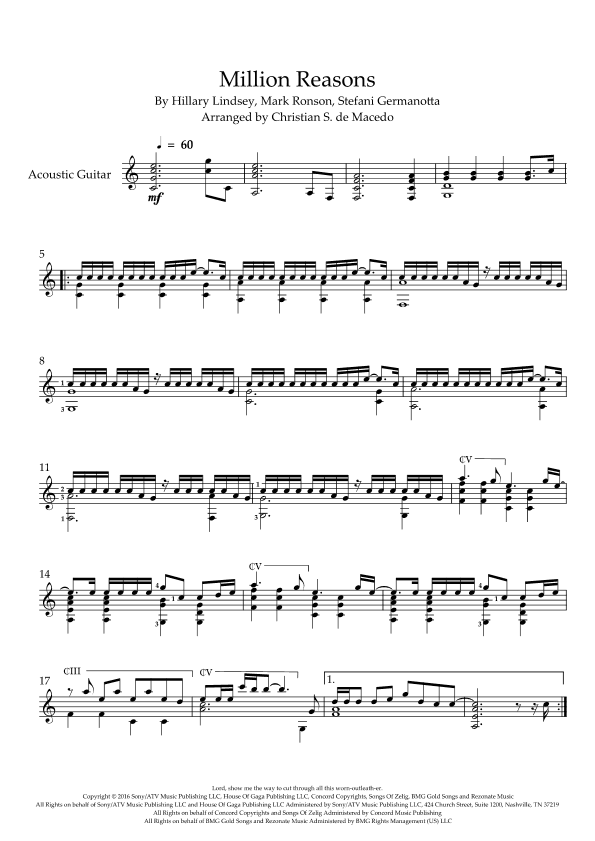 Million Reasons (arr. Christian Skolimovski de Macedo)