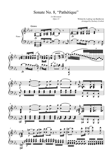 Sonate No. 8 Pathetique 1st Movement Opus 13 (arr. Zachary Corbett)