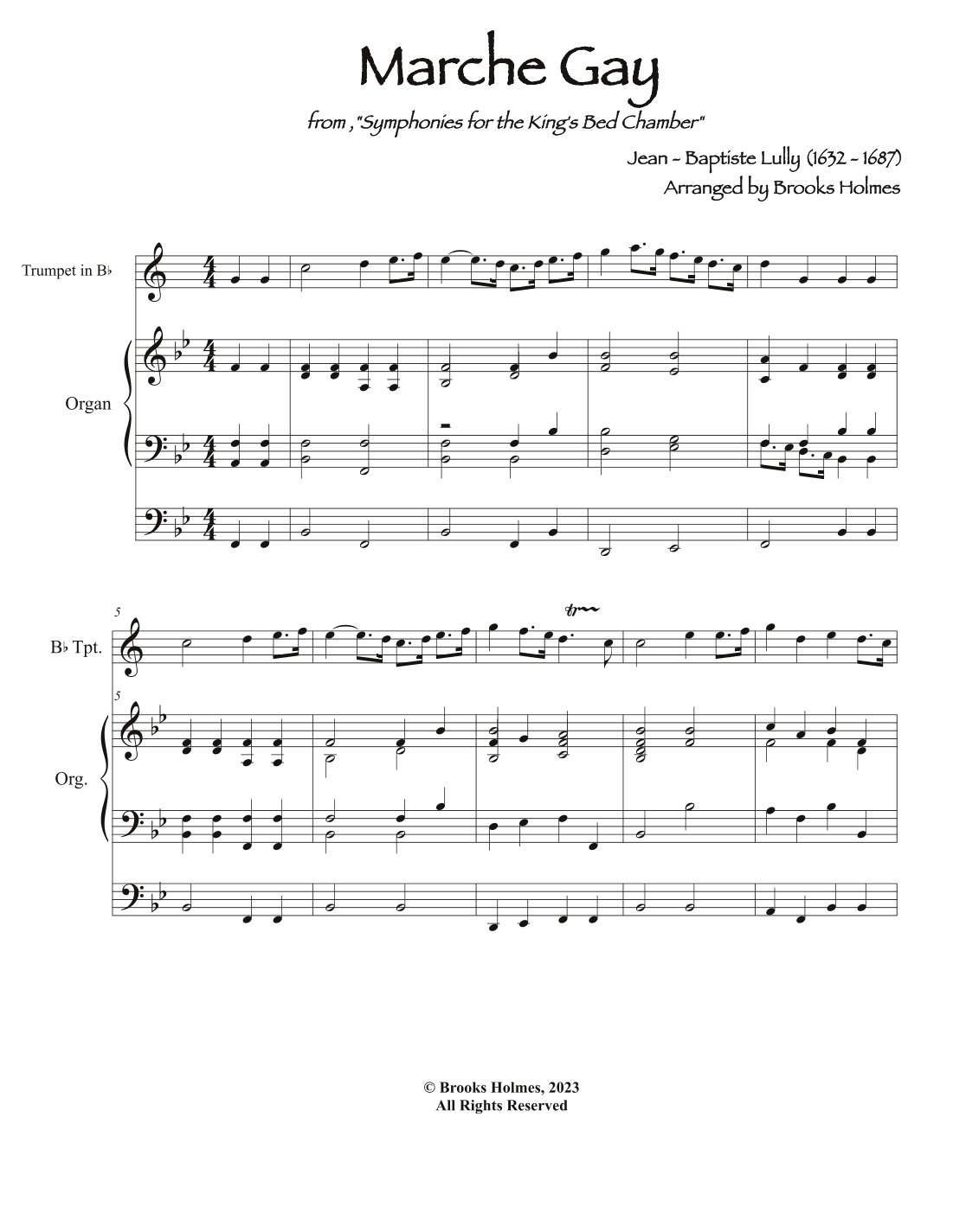 Marche Gay from"Symphonies for the King's Bed Chamber" (arr. Brooks Holmes)
