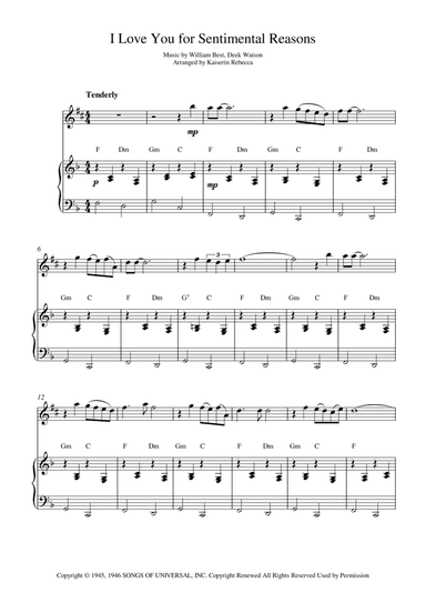 (i Love You) For Sentimental Reasons (arr. Kaiserin Rebecca)