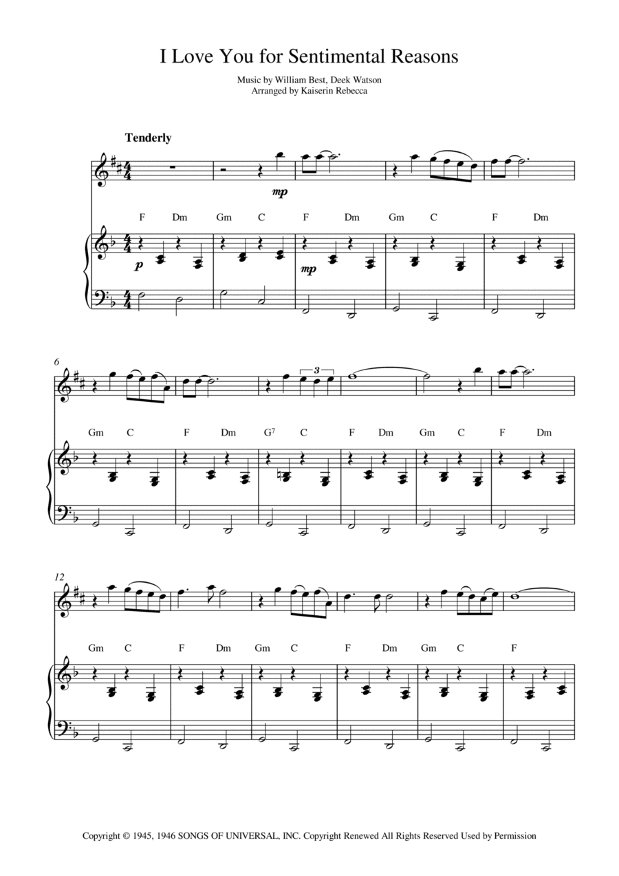 (i Love You) For Sentimental Reasons (arr. Kaiserin Rebecca)