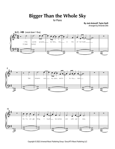 Bigger Than The Whole Sky (arr. Amanda Dills)
