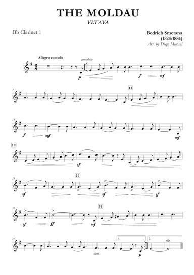 The Moldau for Two Clarinets and Piano (arr. Diego Marani)