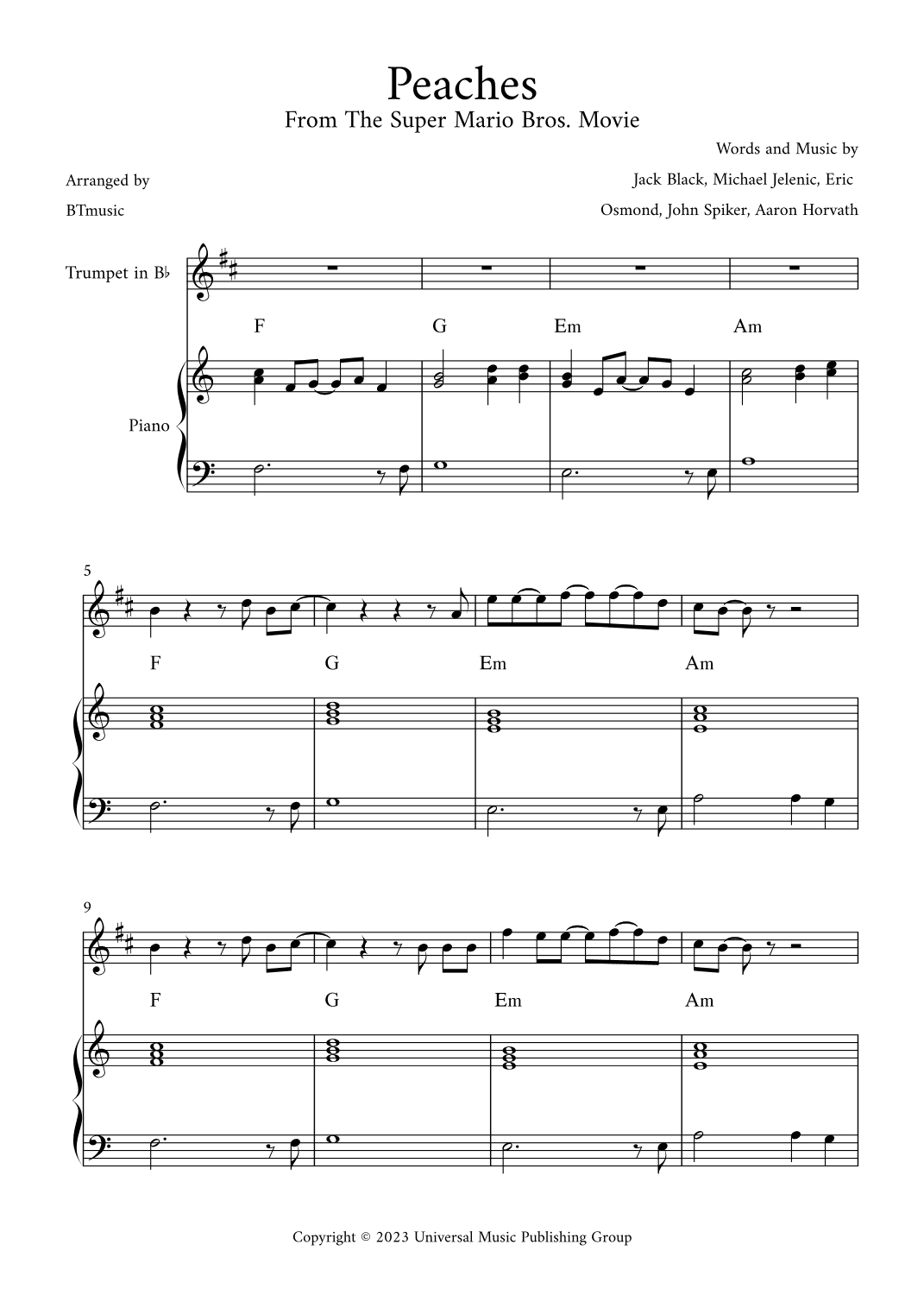Peaches (arr. BTmusic)