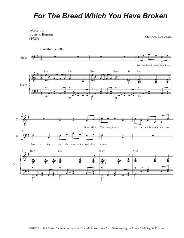 For The Bread Which You Have Broken (Duet for Tenor and Bass solo)
