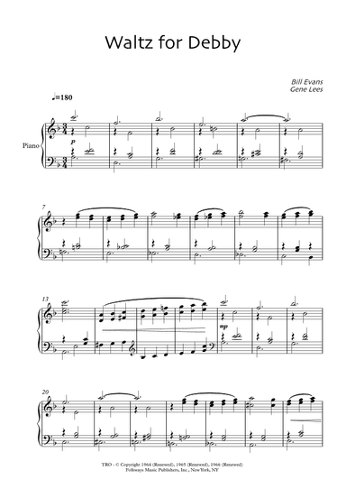 Waltz For Debby (arr. Robin Wood Editions)