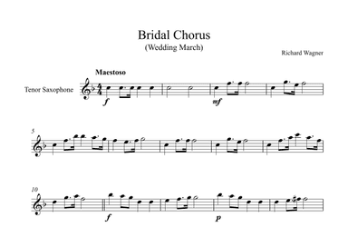 Bridal Chorus (Wedding March) - Richard Wagner (Tenor Sax) (arr. Digital Book Music)