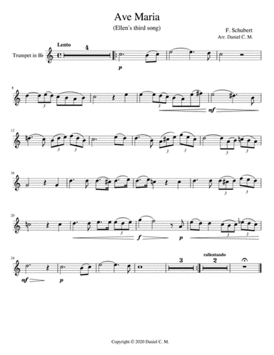 Ave Maria for Bb trumpet and piano (simplified) (arr. Daniel C. M.)