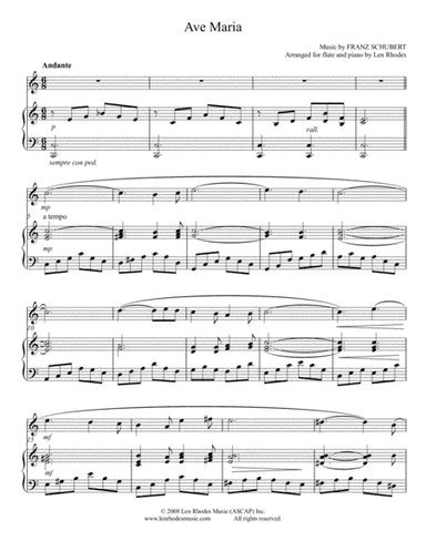 "Ave Maria" - Franz Schubert; for flute and piano (arr. Len Rhodes)