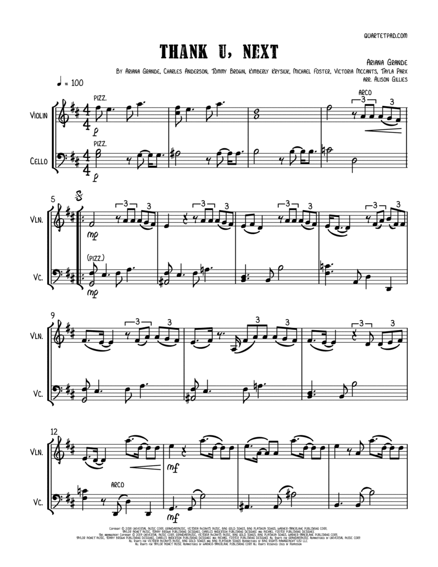 Thank U, Next (arr. Alison Gillies)