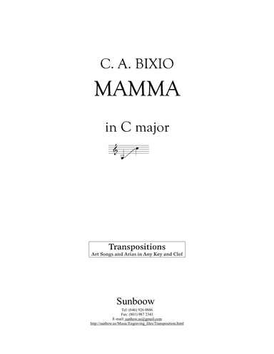 C. A. Bixio: MAMMA (transposed to C Major) (arr. Sunbow)