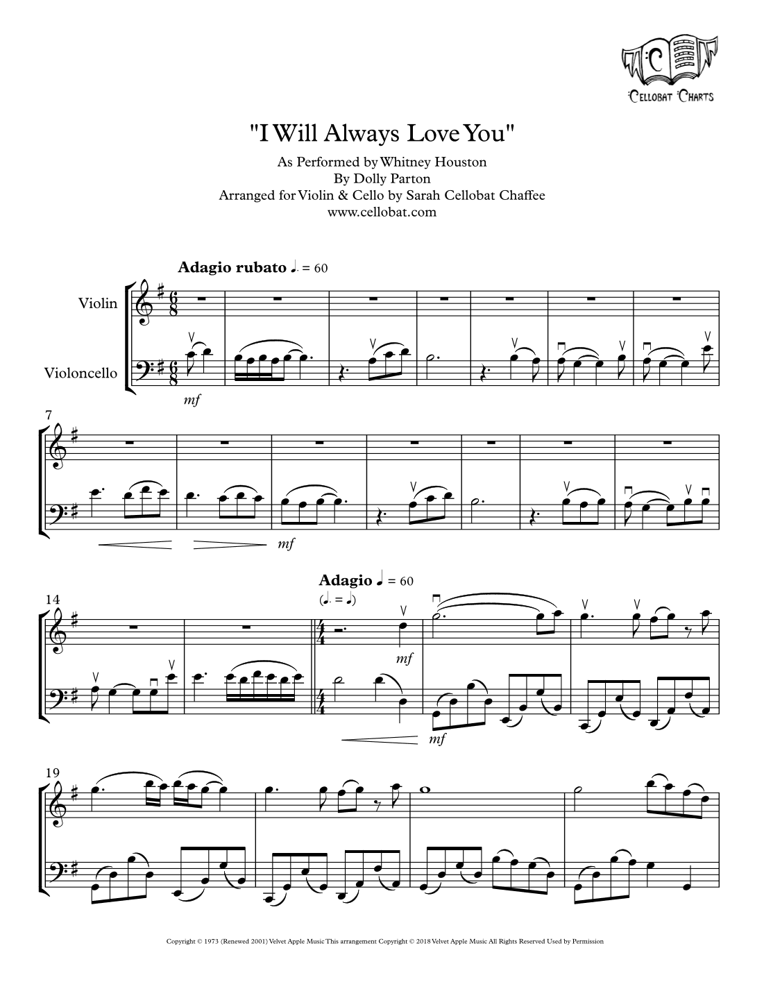 I Will Always Love You (arr. Sarah Cellobat Chaffee)