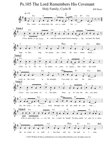 Psalm 105:  The Lord Remembers His Covenant (leadsheet)