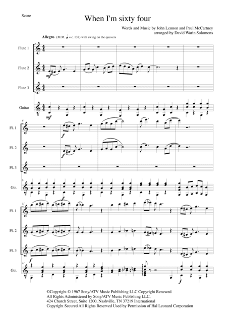 When I'm Sixty-Four (arr. David Warin Solomons)