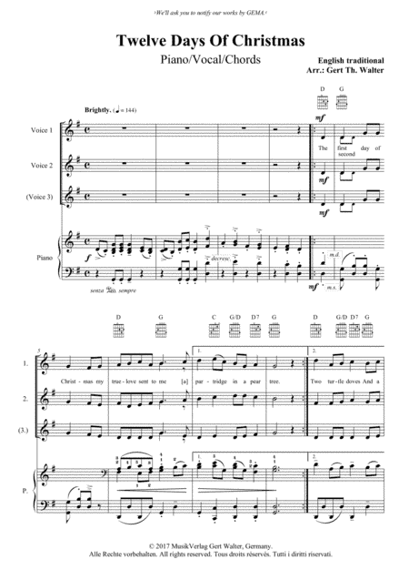 Twelve Days Of Christmas (arr. Gert Th. Walter)