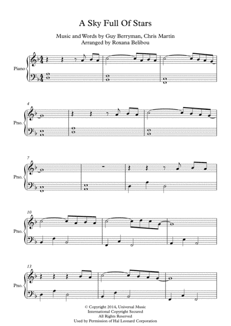 A Sky Full Of Stars (arr. Roxana Belibou)