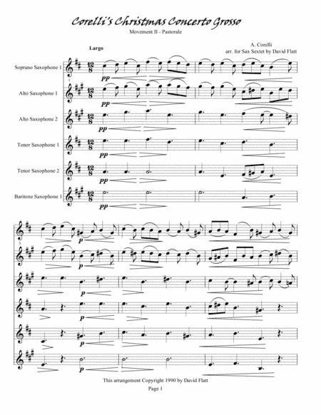 A. Corelli - A Christmas Concerto Grosso - Movement II - Pastorale for Sax Sextet (arr. David Flatt)