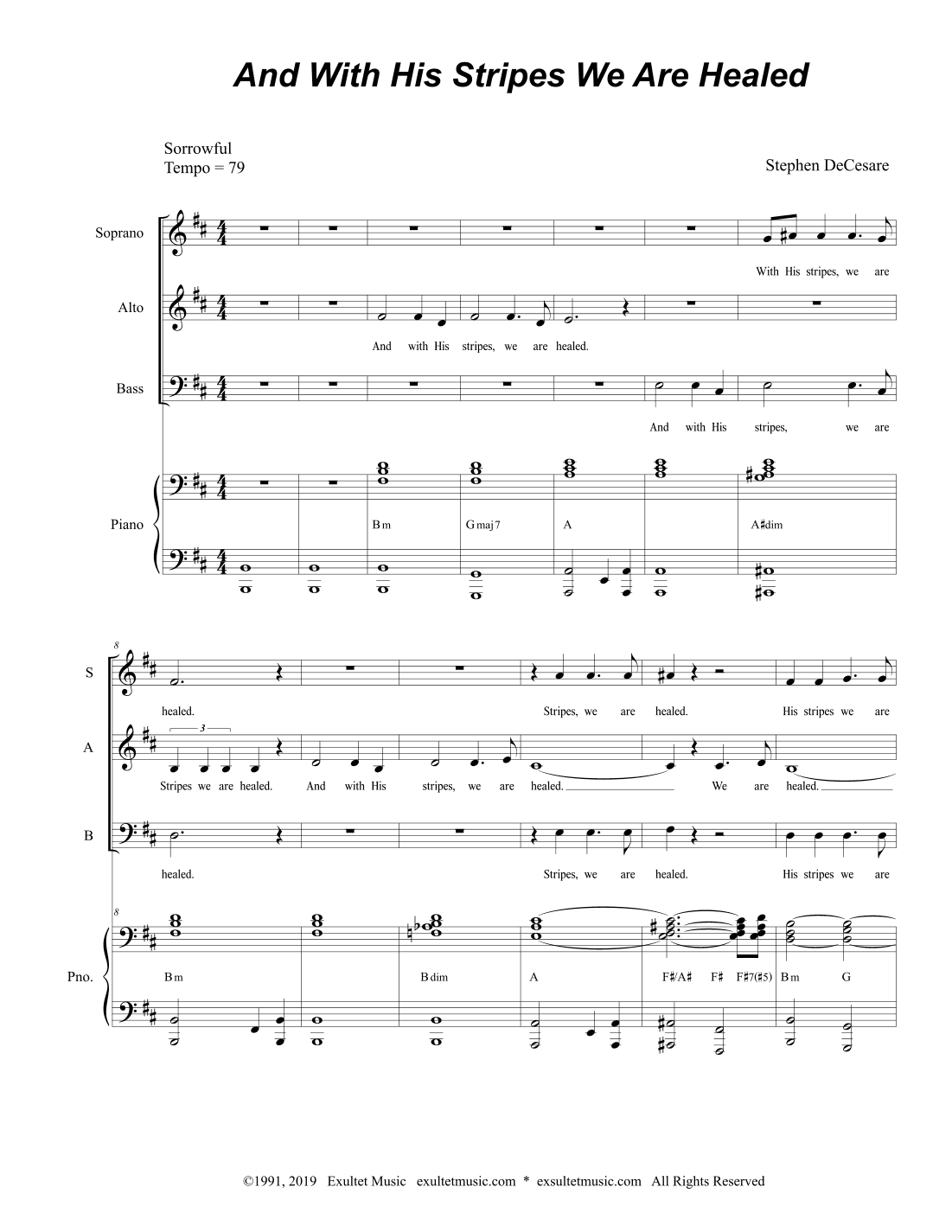 And With His Stripes We Are Healed (SAB)