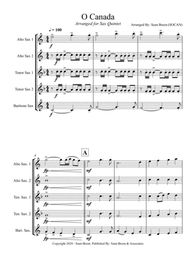 O Canada_Sax Quintet (arr. Sean Breen)