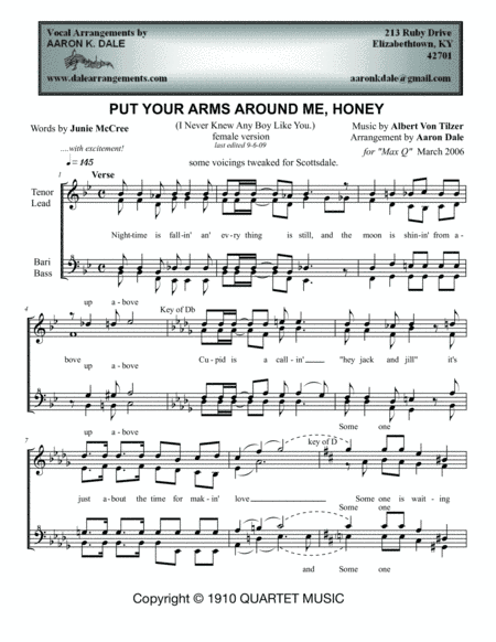 Put Your Arms Around Me, Honey (arr. Aaron Dale)