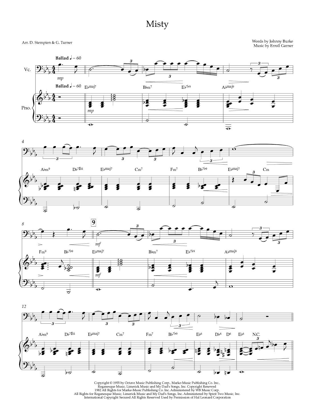 Misty (arr. Debra E. Stempien, Gregory H. Turner)