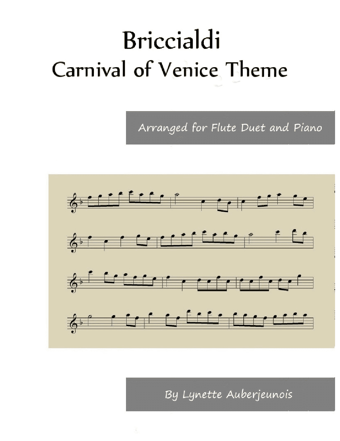 Carnival of Venice Theme - Flute Duet and Piano (arr. Lynette Auberjeunois)