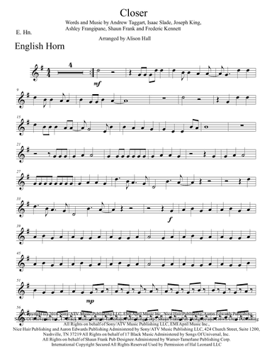 Closer (arr. Alison Hall)