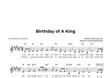 Birthday of A King (Key of F-Sharp Major) (arr. R. Salvario)