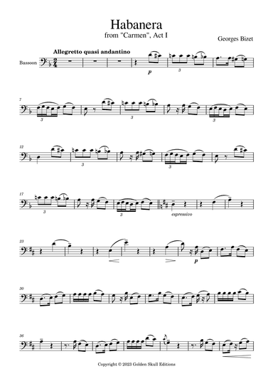 Habanera from "Carmen" (arr. Golden Skull Editions)