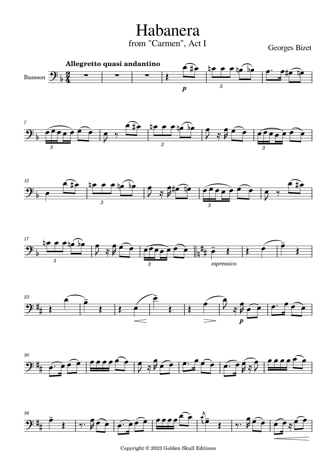 Habanera from "Carmen" (arr. Golden Skull Editions)