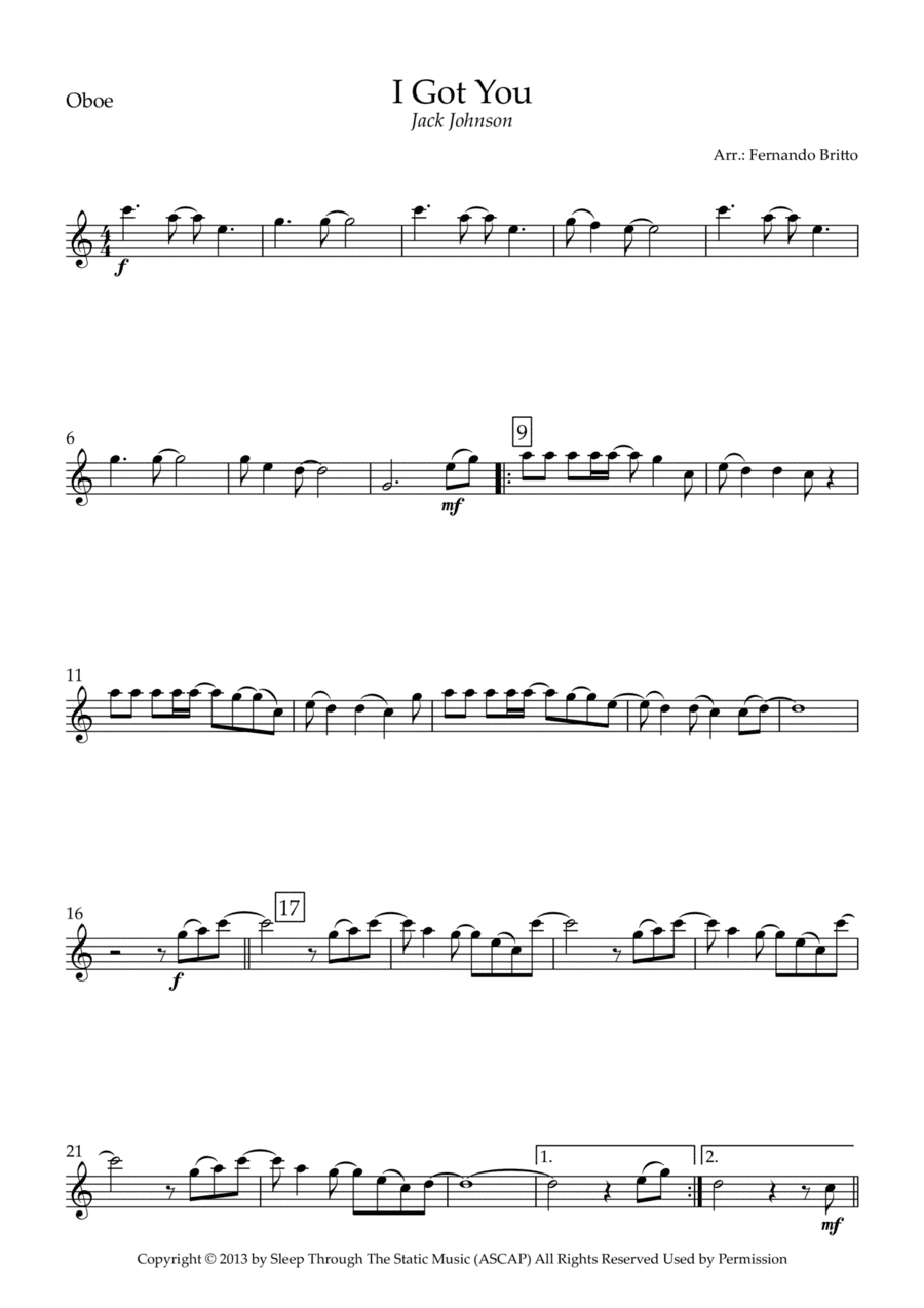 I Got You (arr. Fernando Britto)