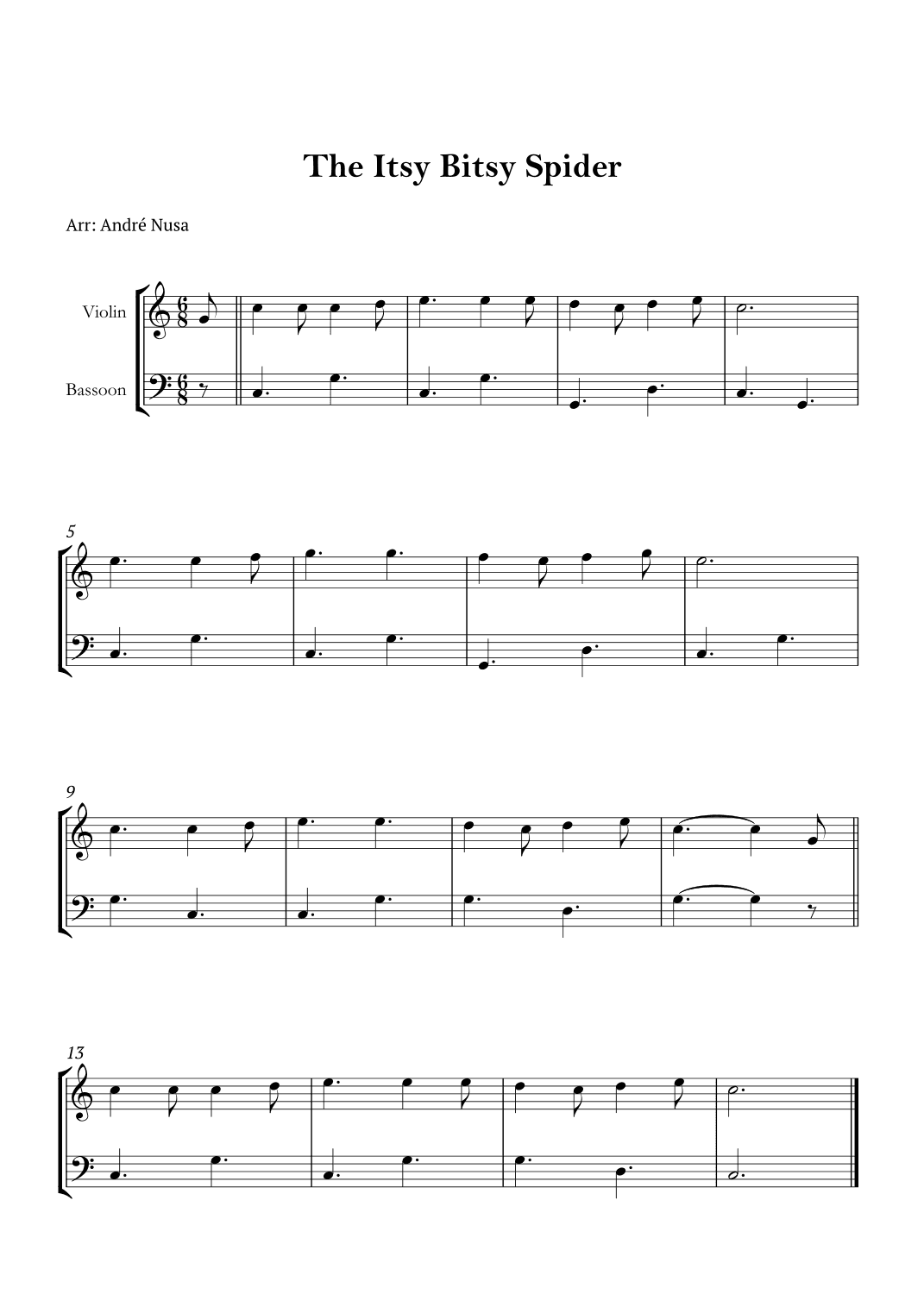 The Itsy Bitsy Spider (arr. André Nusa)