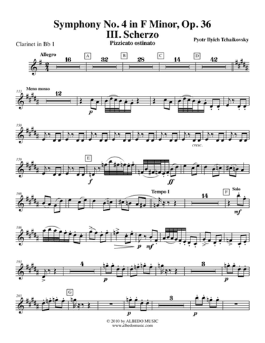 ?Tchaikovsky? Symphony No. 4, Movement III - Clarinet in Bb 1 (Transposed Part), Op. 36 (arr. Doug Clyde)