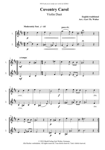 Coventry Carol (arr. Gert Th. Walter)