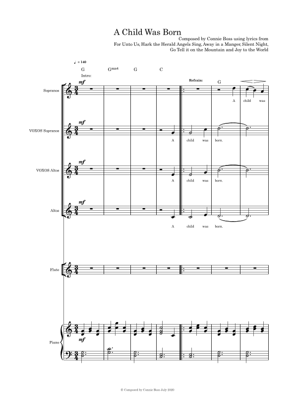 A Child Was Born - SSAA flute and piano