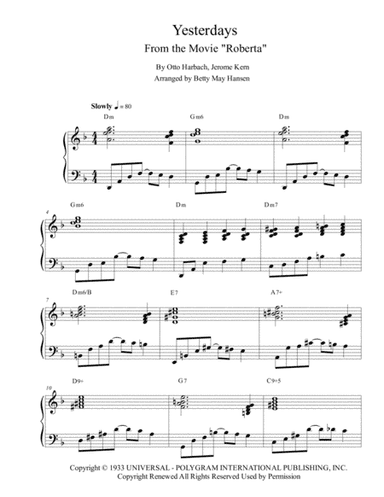 Yesterdays (arr. Betty May Hansen)