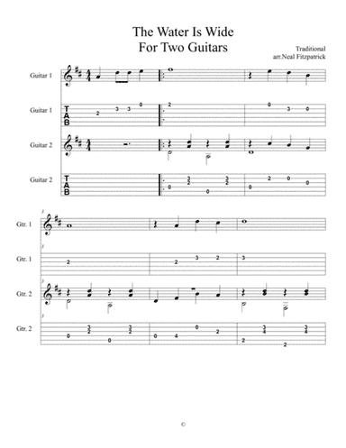 The Water Is Wide For Two Guitars-Tablature Edition (arr. Neal Fitzpatrick Editions)