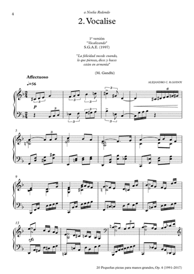20 Piezas, Op. 4 (2017) No. 2. Vocalise