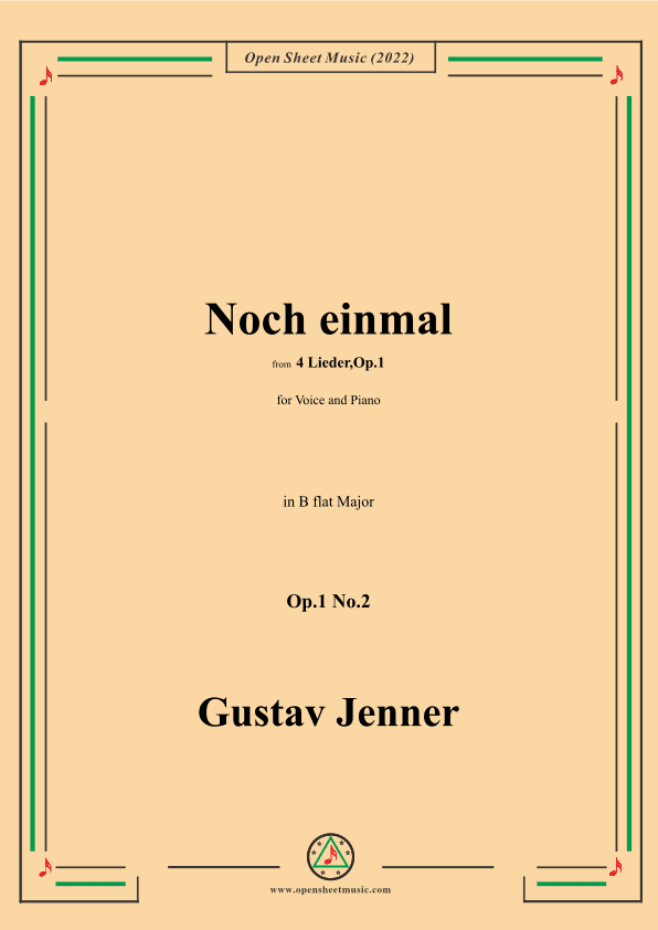 Jenner-Noch einmal,in B flat Major,Op.1 No.2,from '4 Lieder,Op.1' (arr. OSM Press)