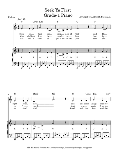 SEEK YE FIRST THE KINGDOM OF GOD (arr. Andres M. Bascar, Jr.)