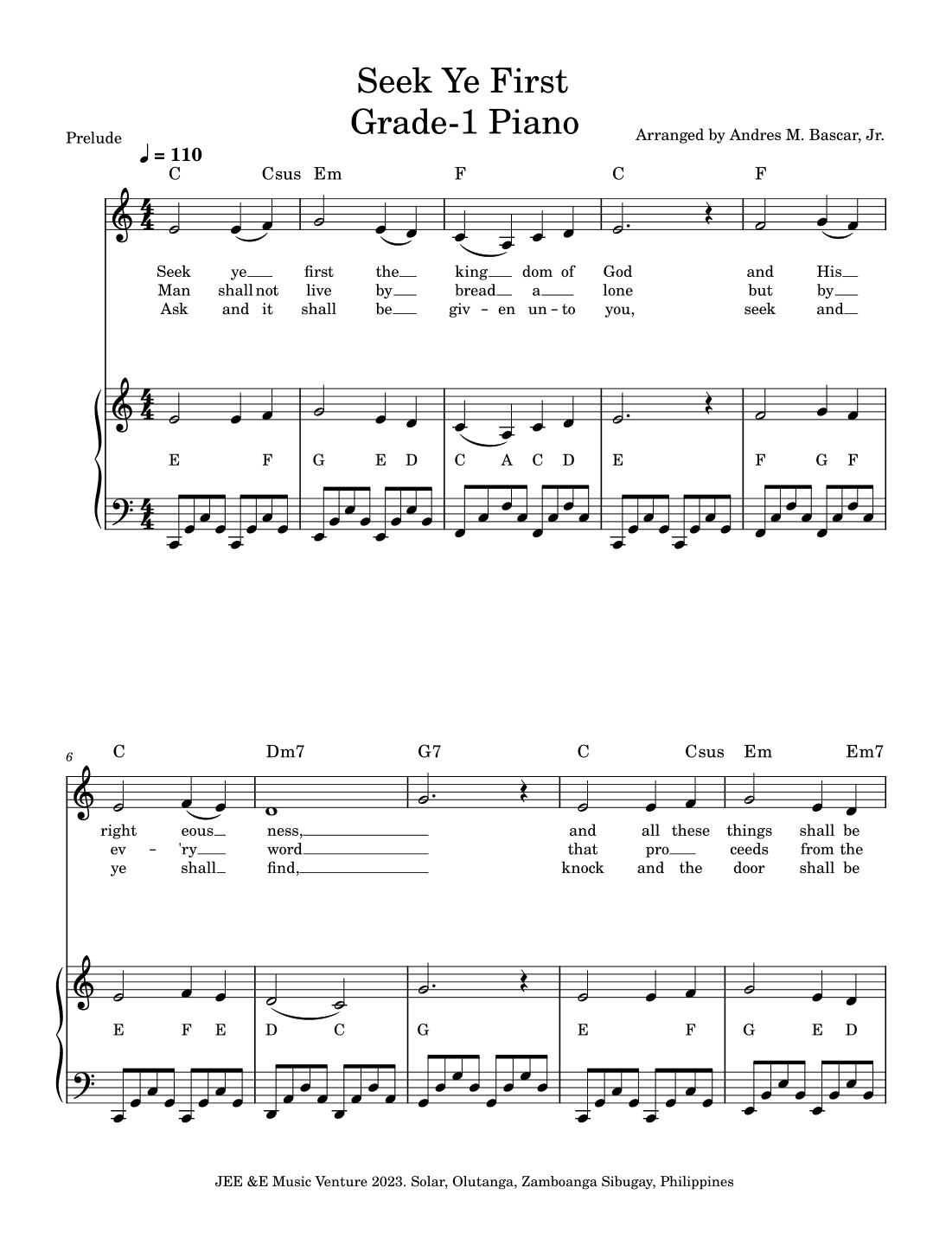 SEEK YE FIRST THE KINGDOM OF GOD (arr. Andres M. Bascar, Jr.)