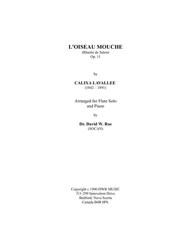 L'Oiseau Mouche (The Hummingbird) (arr. Dr. David W. Roe (SOCAN))