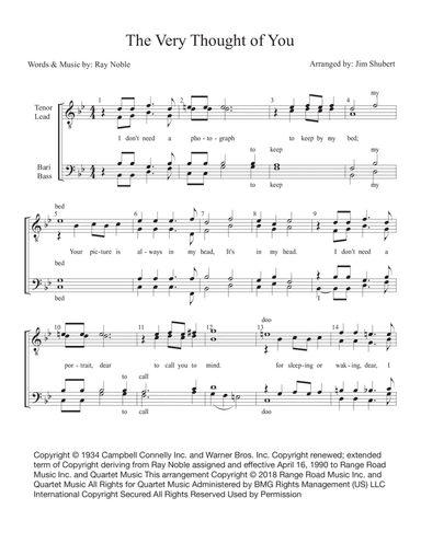 The Very Thought Of You (arr. Jim Shubert)