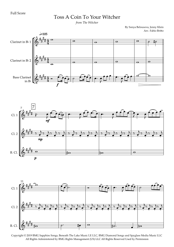 Toss A Coin To Your Witcher (arr. Fabio Britto)