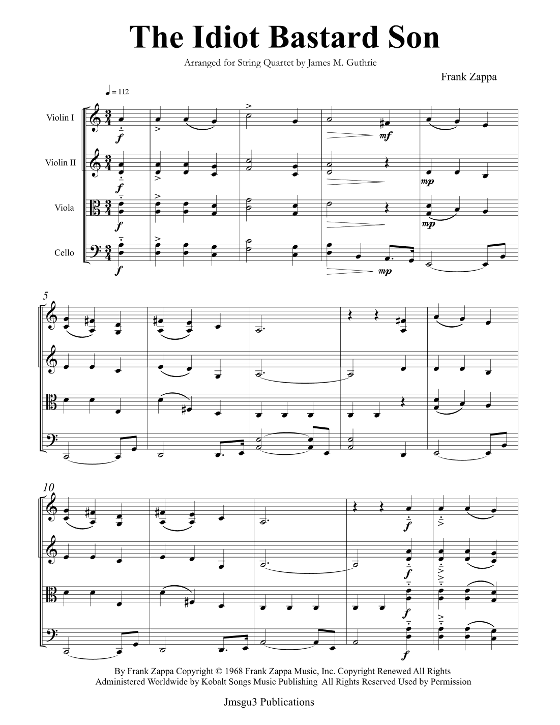 The Idiot Bastard Son (arr. James M. Guthrie)