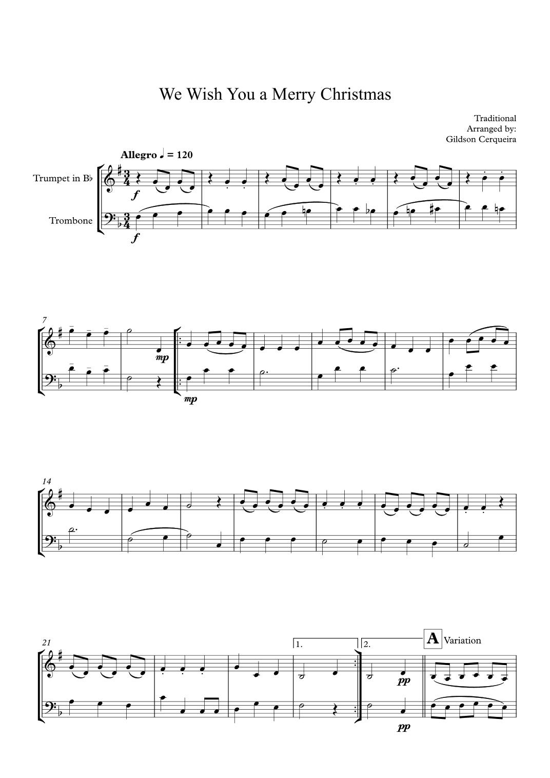 We Wish You a Merry Christmas (arr. Gildson Cerqueira)