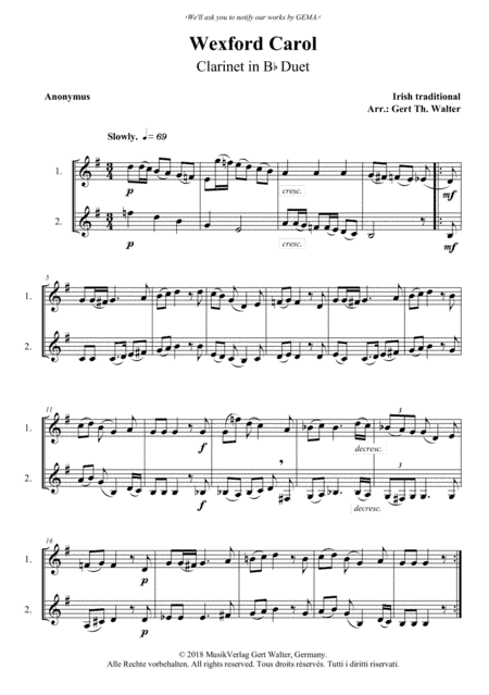 Wexford Carol (arr. Gert Th. Walter)