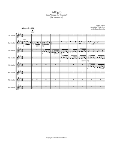 Allegro (from "Sonata for Trumpet") (Bb) (Violin Octet) (arr. Regis Bookshar)