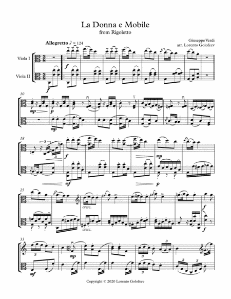 La Donna e Mobile - Viola Duo (arr. Lorento Golofeev)